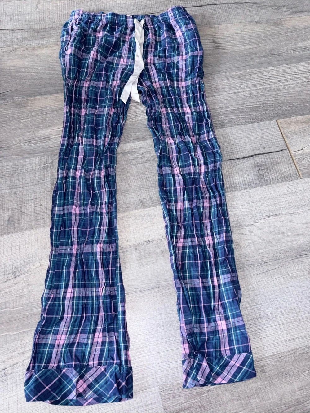 Victoria's Secret matching shimmer Navy and Pink Plaid Pajama Set small